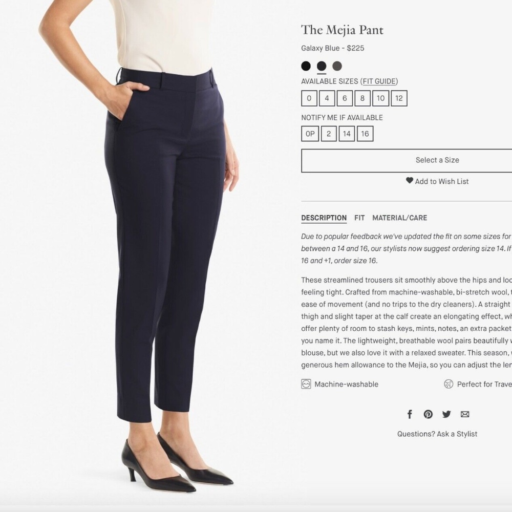 MM LaFleur Meija pants size 14, navy, new without